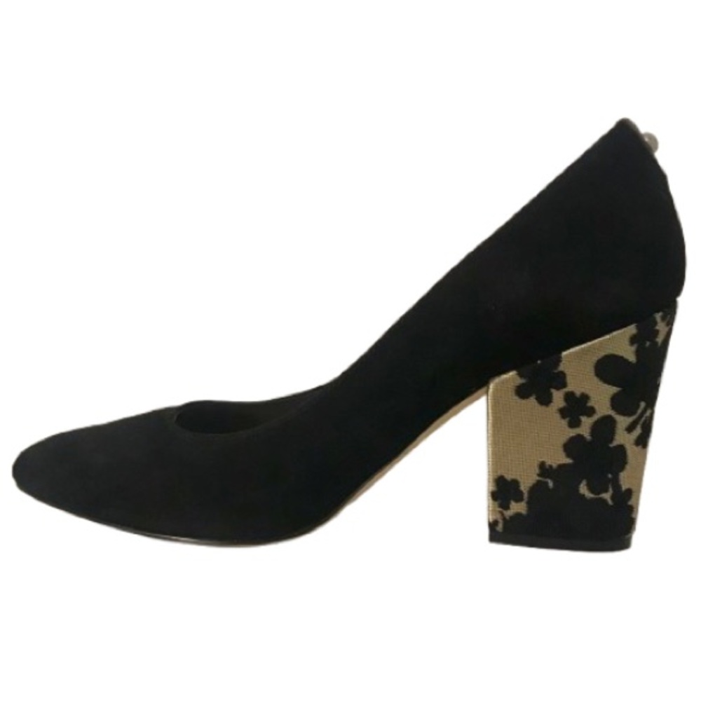 Nine West Black and Tan Floral Heels